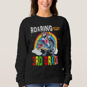 Roaring Into Third Grade 3rd Unicorn Dabbing Ridin Sweatshirt