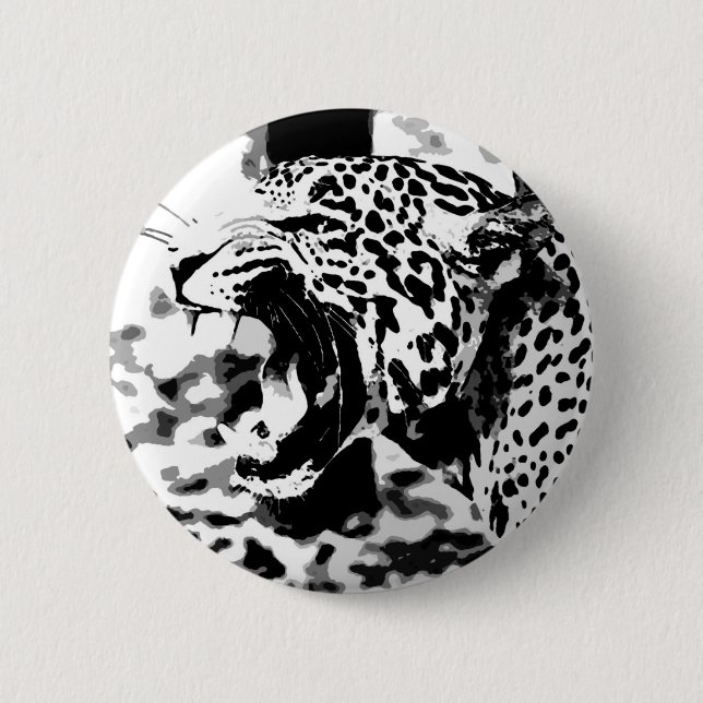 Roaring Jaguar 6 Cm Round Badge (Front)