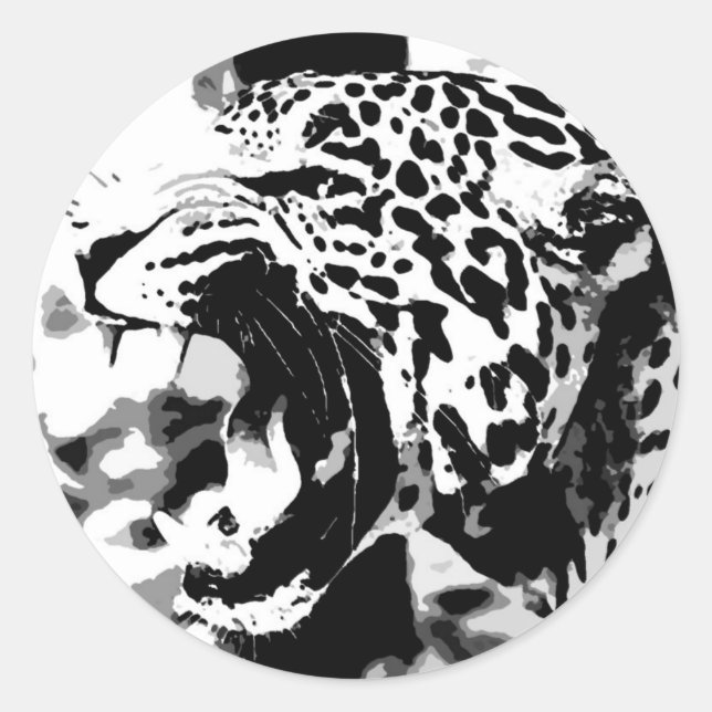Roaring Jaguar Classic Round Sticker (Front)