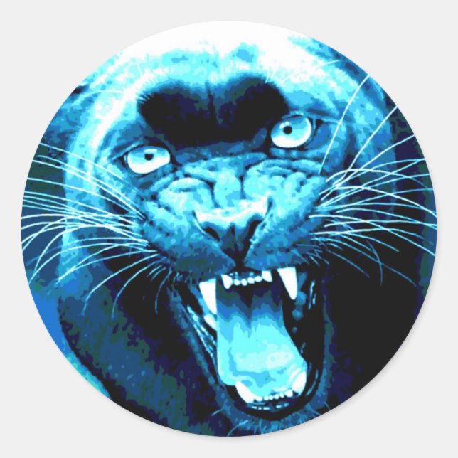 Roaring Jaguar Classic Round Sticker (Front)
