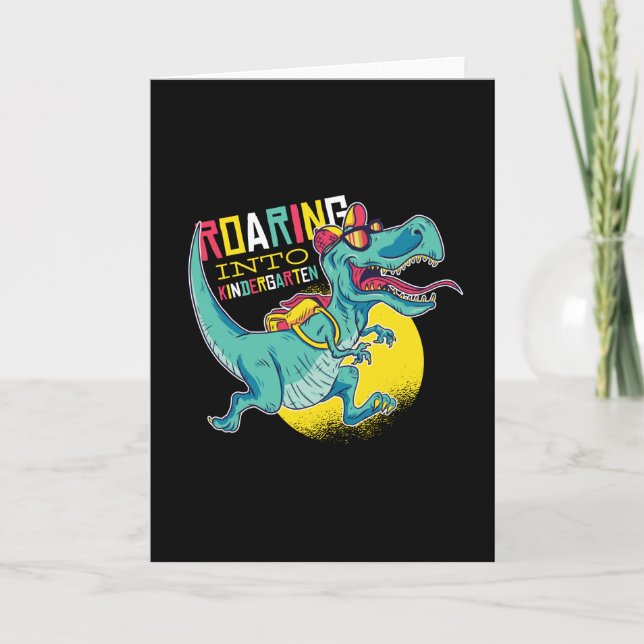 Roaring kinder Dinosaur Happy 100th Day Funny Gift Card (Front)