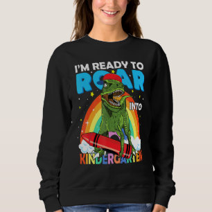 Roaring Kindergarten Velociraptor Dinosaur Back To Sweatshirt