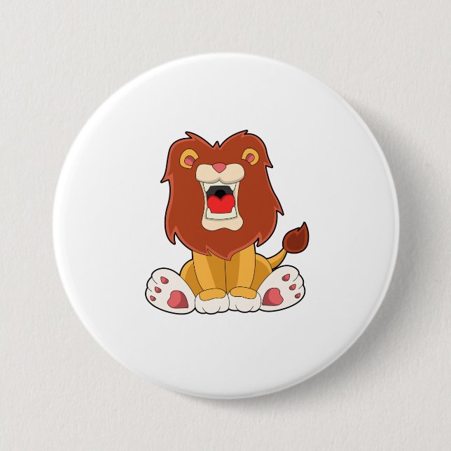Roaring lion 7.5 cm round badge (Front)