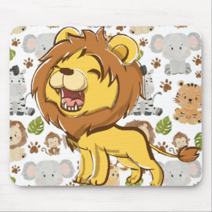 Roaring lion and Wildlife animal background Mouse Mat