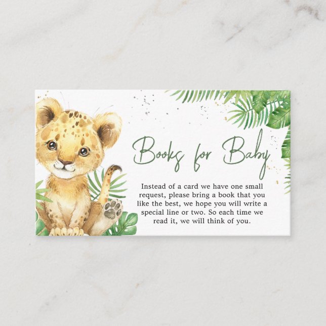 Roaring Lion Baby Shower Books for Baby Enclosure Card (Front)