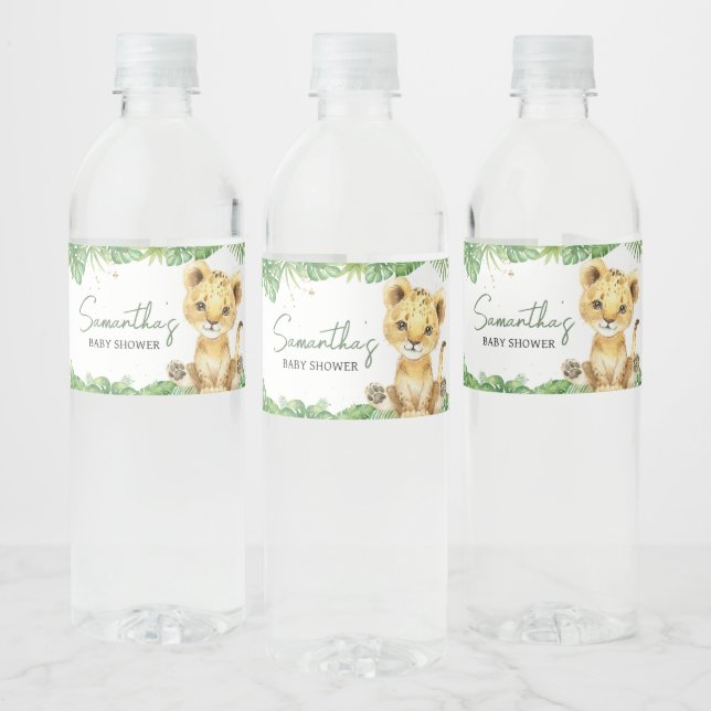 Roaring Lion Baby Shower  Water Bottle Label (Bottles)