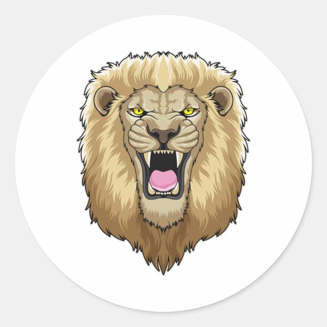 Roaring Lion Classic Round Sticker (Front)