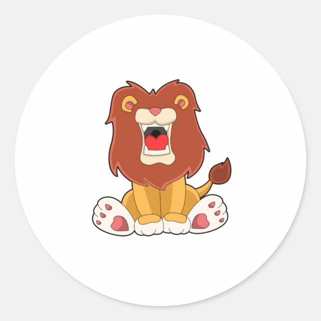 Roaring lion classic round sticker (Front)
