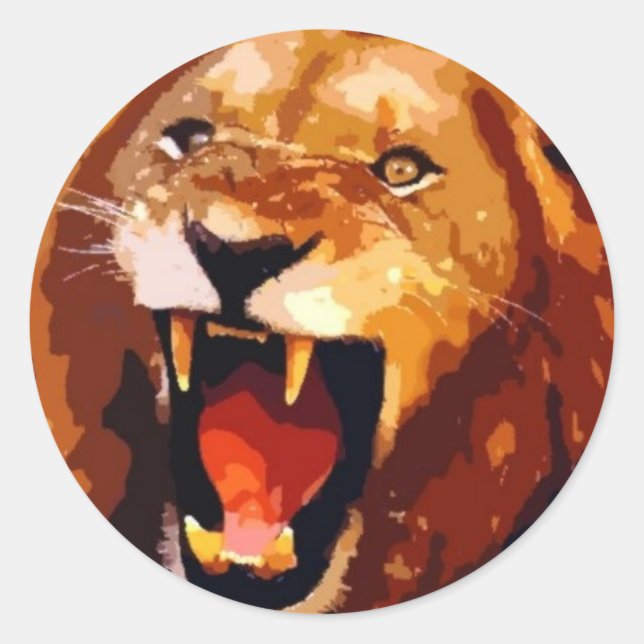 Roaring Lion Classic Round Sticker (Front)