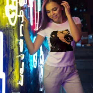 Roaring Lion Head Women Men White T-Shirt