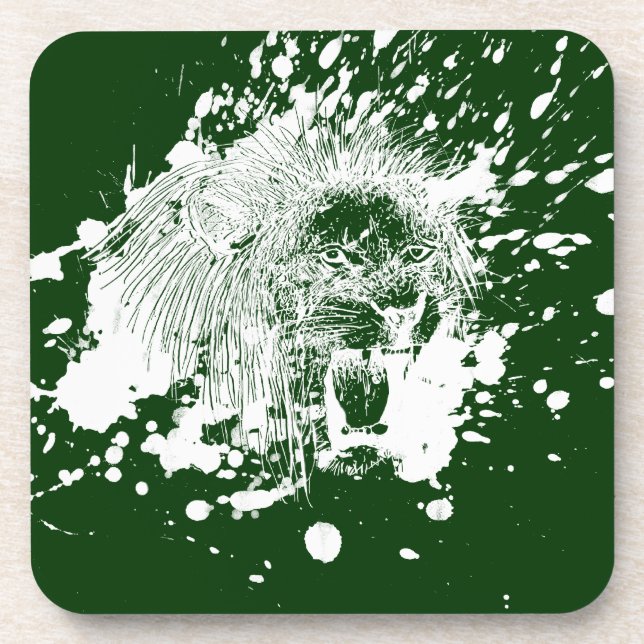 Roaring Lion in White Splash Coaster (Front)