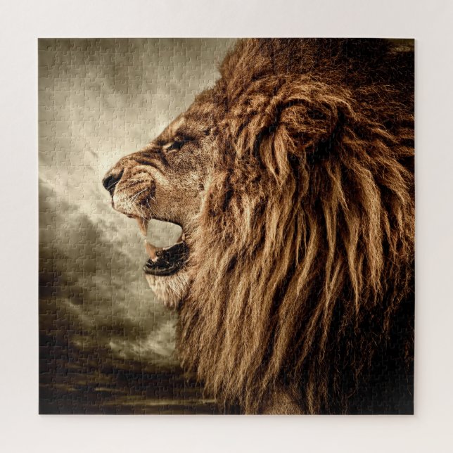 Roaring Lion: Majestic Vintage Art. Jigsaw Puzzle (Vertical)