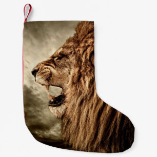 Roaring Lion: Majestic Vintage Art. Small Christmas Stocking
