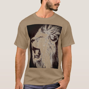 Roaring Lion Pop Art Pebble Colour Sepia T-Shirt