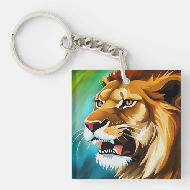 Roaring Lion Side Posed Portrait-57566 Key Ring (Front)