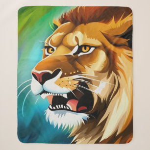 Roaring Lion Side Posed Portrait-57566 Sherpa Blanket
