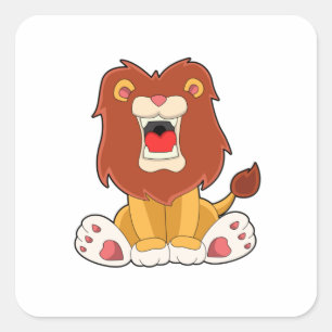 Roaring lion square sticker