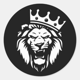 Roaring lion with crown classic round sticker