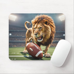 Roaring Lion With Football Mouse Mat