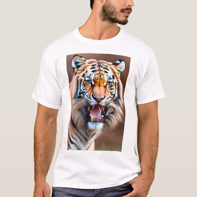 Roaring Majesty: Tiger Power Tee." T-Shirt (Front)