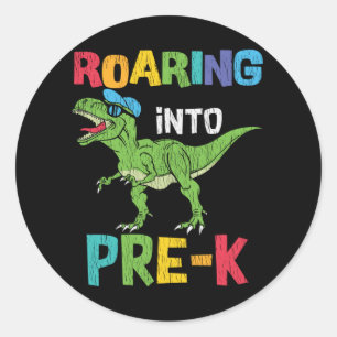 Roaring Pre-K Back To School T rex Dinosaur Kids Classic Round Sticker
