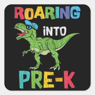 Roaring Pre-K Back To School T rex Dinosaur Kids Square Sticker