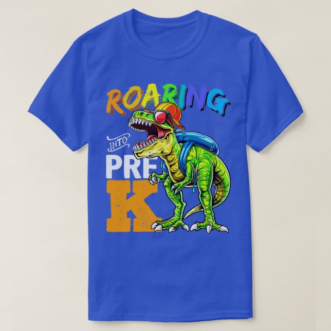 Roaring PreK Dinosaur Back to School Backpack Boys T-Shirt (Design Front)