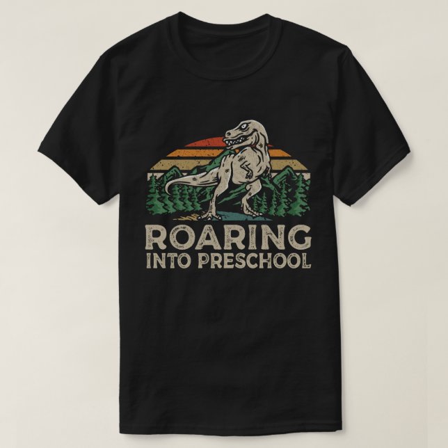 Roaring Preschool Dinosaur T Rex Back To School   T-Shirt (Design Front)