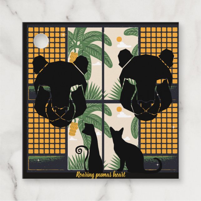 Roaring Pumas Hearts  Favour Tags (Front)