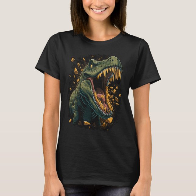 Roaring Rex Tyrannosaurus Rex Dinosaur Head T-Shirt (Front)