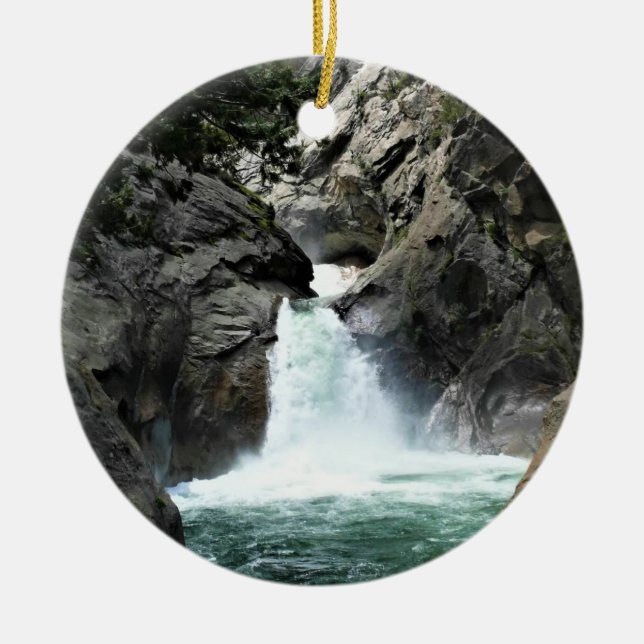Roaring River Falls, King's Canyon, CA Ceramic Tree Decoration (Front)
