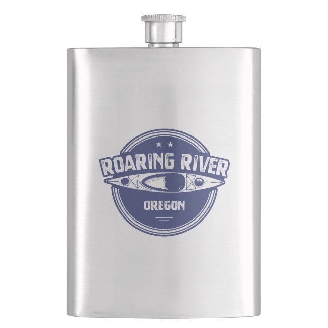 Roaring River Oregon Kayak Hip Flask (Front)