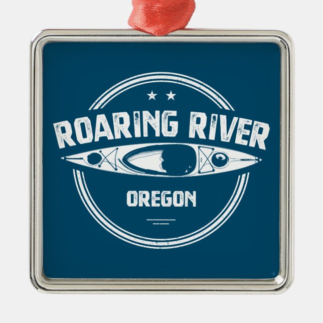 Roaring River Oregon Kayak Metal Tree Decoration (Front)