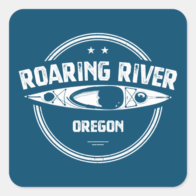 Roaring River Oregon Kayak Square Sticker (Front)