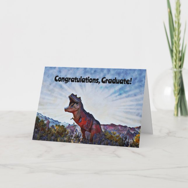 Roaring Success Dinosaur Graduation Card (Front)
