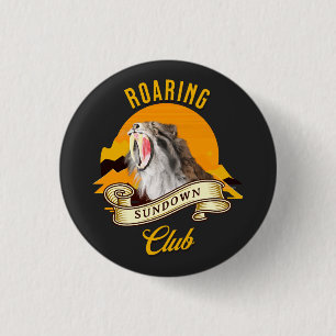Roaring Sundown Club Sabertooth Tiger 3 Cm Round Badge