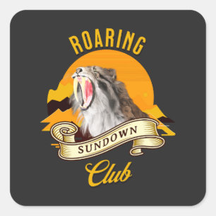 Roaring Sundown Club Sabertooth Tiger Square Sticker