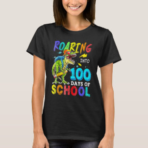 Roaring Through 100 Days Of School Dinosaur Monste T-Shirt