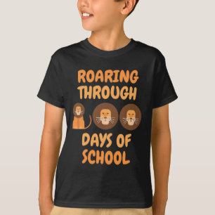 Roaring Through 100 Days Of School Lions Teacher K T-Shirt