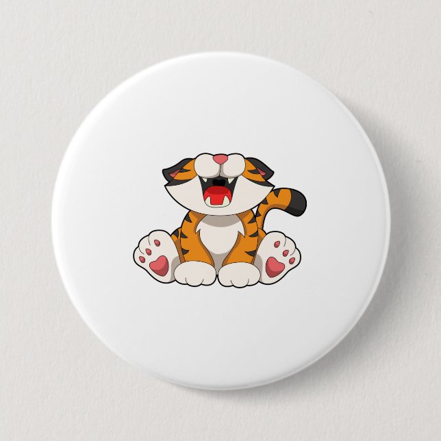 Roaring tiger 7.5 cm round badge (Front)