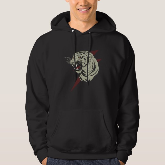 Roaring Tiger Animal Print Cat Tiger Head Hoodie (Front)