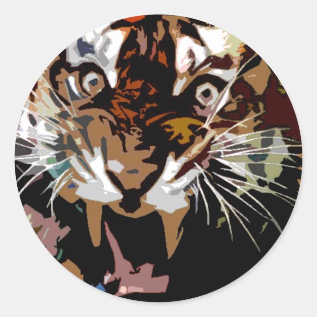 Roaring Tiger Classic Round Sticker (Front)