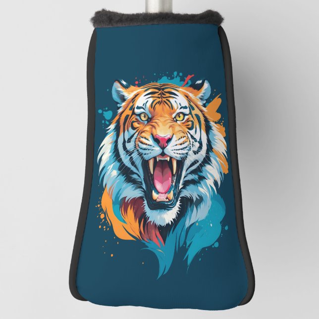 Roaring Tiger Face Golf Head Cover (Rotate 90)