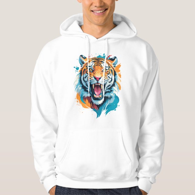 Roaring Tiger Face Hoodie (Front)