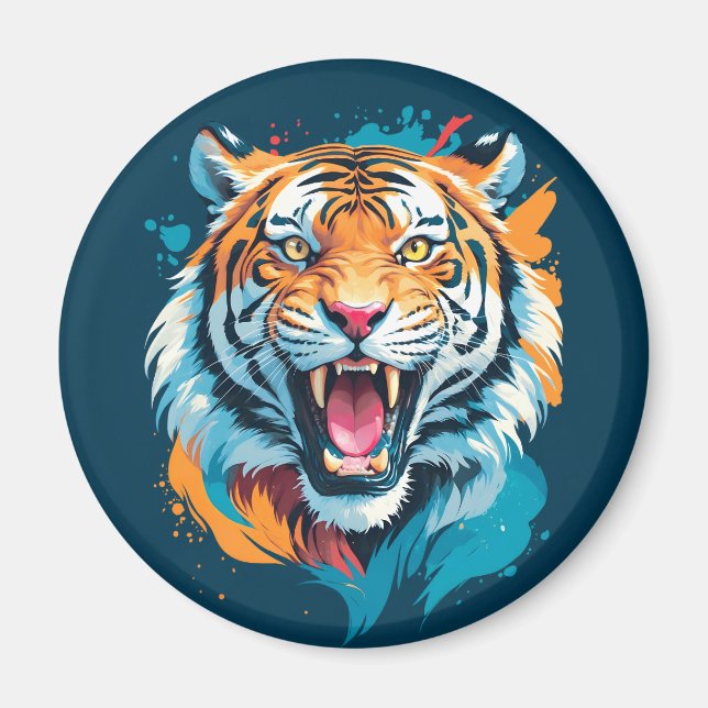 Roaring Tiger Face Magnet (Front)
