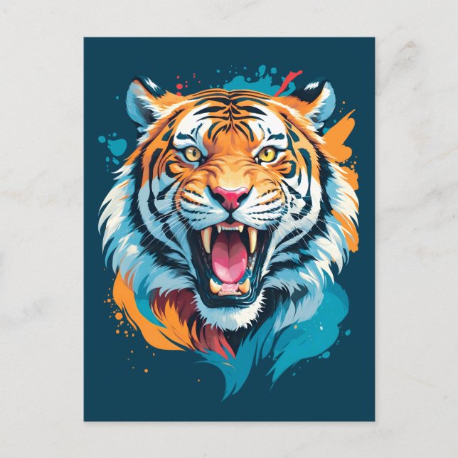 Roaring Tiger Face Postcard (Front)