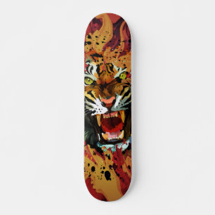 Roaring Tiger Fire Flame Street Art Power Design Skateboard