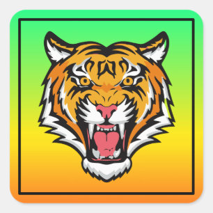 Roaring Tiger Head-25818 Square Sticker