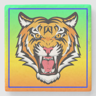 Roaring Tiger Head-25818 Stone Coaster