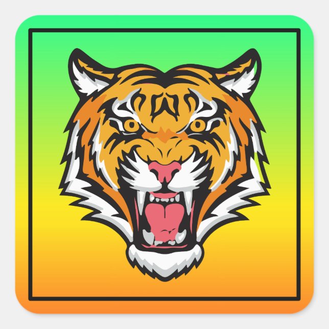 Roaring Tiger Head-25818 Travel Mug Square Sticker (Front)